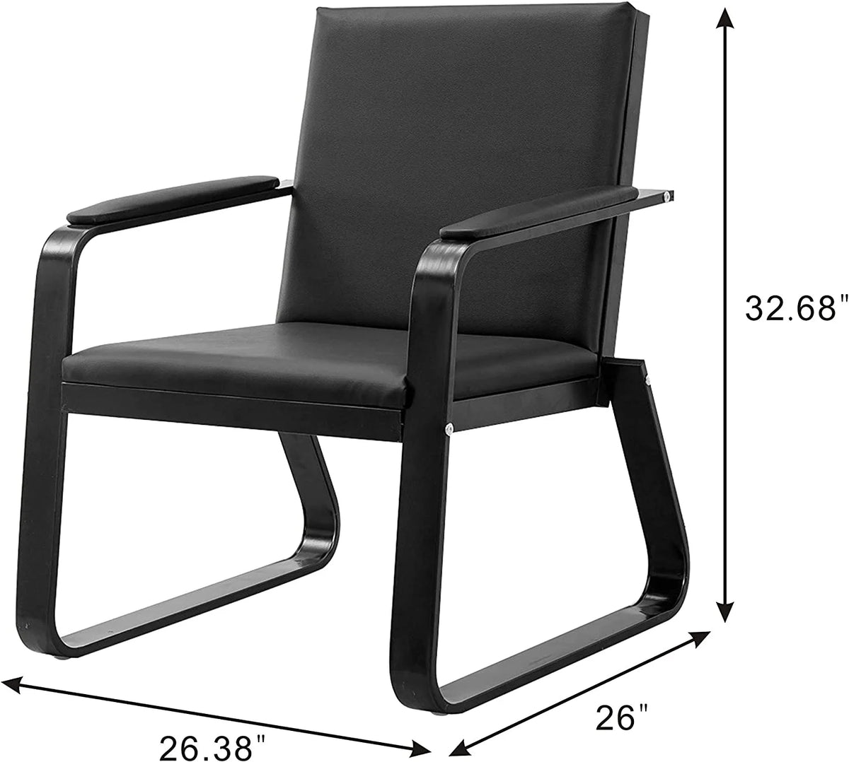 Black PU Leather Waiting Room Chair With Armrest O1400