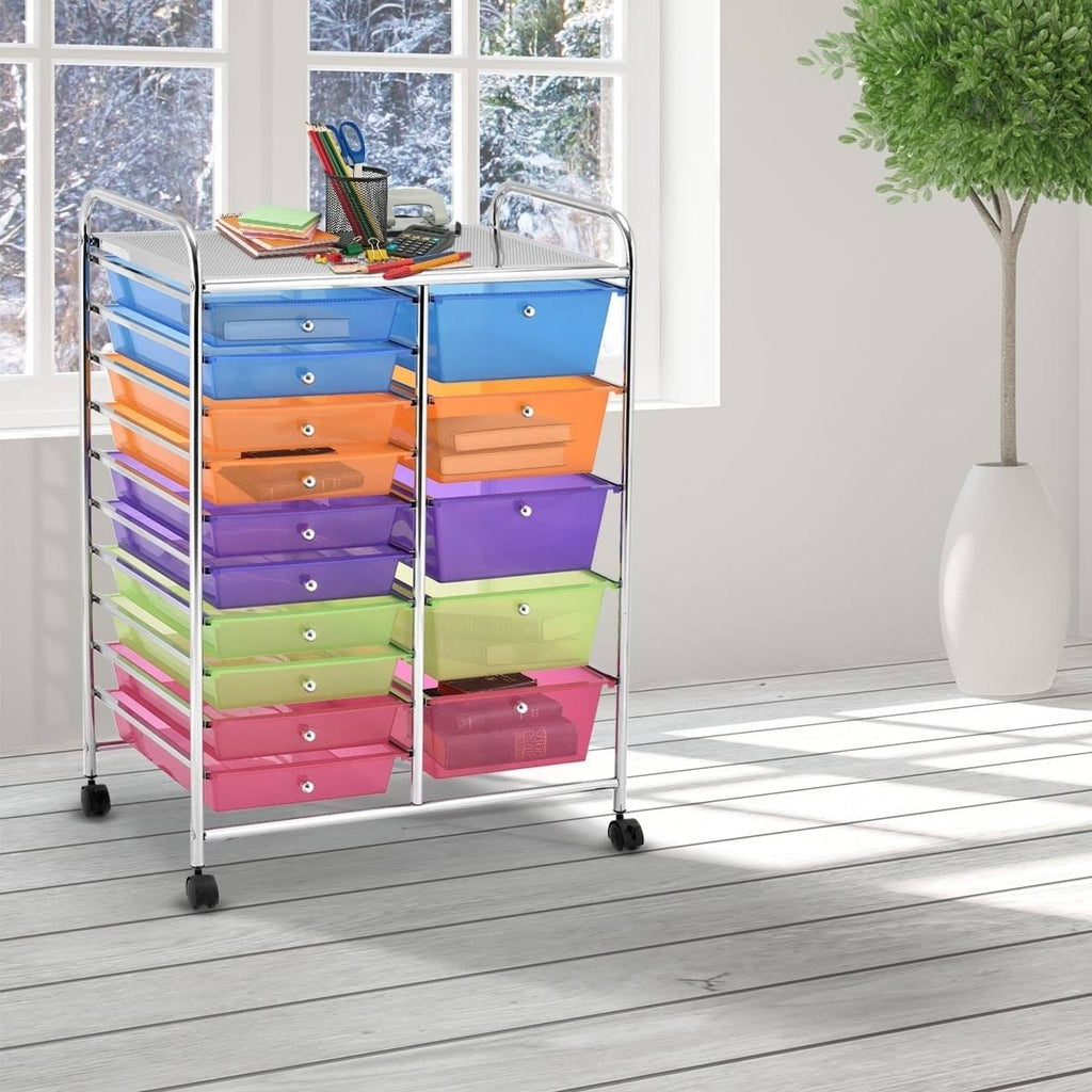 15-Drawer Utility Organizer Rolling Cart with Wheels D68624