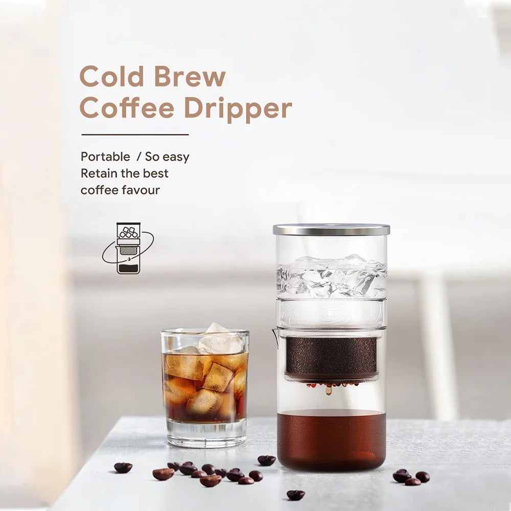 300ml Borosilicate Glass Cold Brew Coffee and Tea Maker with Cleaning Brush and Spoon A446
