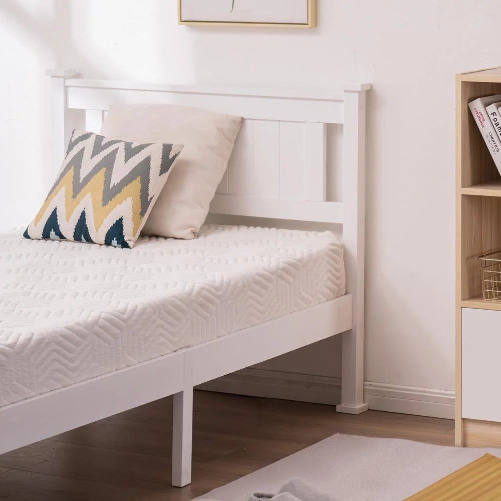 Gray Solid Pine Wood Twin Bed Frame with Headboard X55896