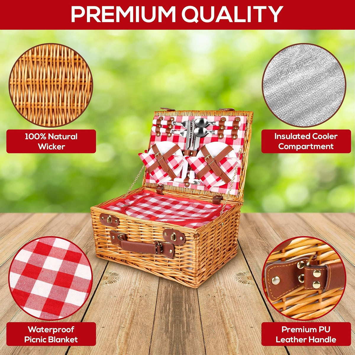 29 Pcs Picnic Set with Waterproof Blanket and Insulated Cooler Compartment Z534