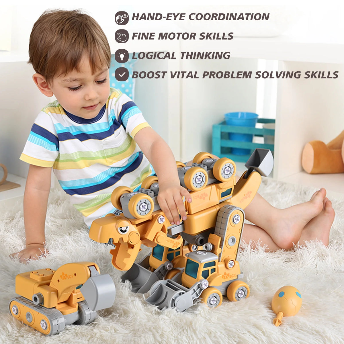 5 in 1 Take Apart Dinosaur Robot Building Toys V69295