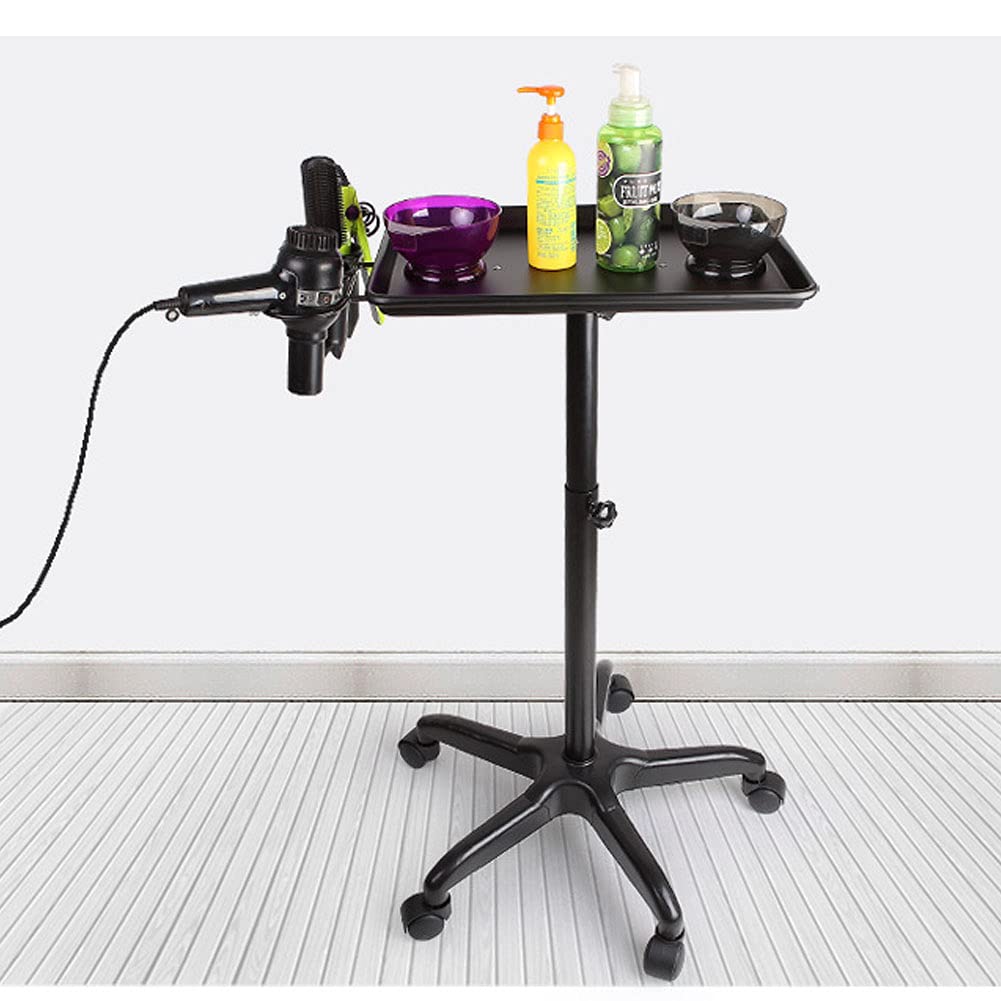 Black Aluminum Salon Tray Cart with Wheels S578