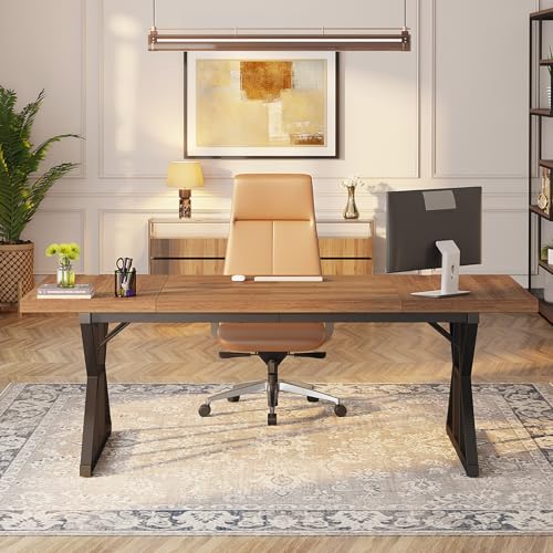 70.8 Inch Brown Black Executive Desk E274
