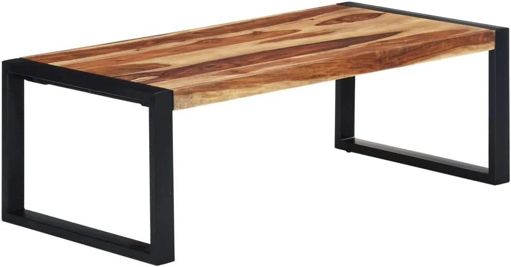 Rectangular Sheesham Wood Coffee Table with Steel Legs W297939