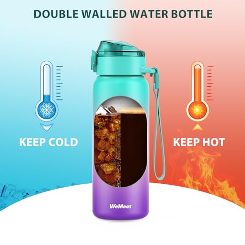 32oz 18/10 Stainless Steel Insulated Water Bottle with Removable Straw and Spout Lid S362359