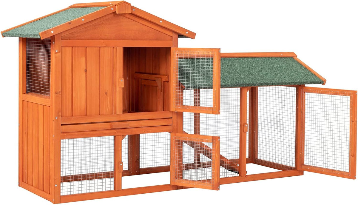 61" Wooden Chicken Coop with Waterproof Roof S34876