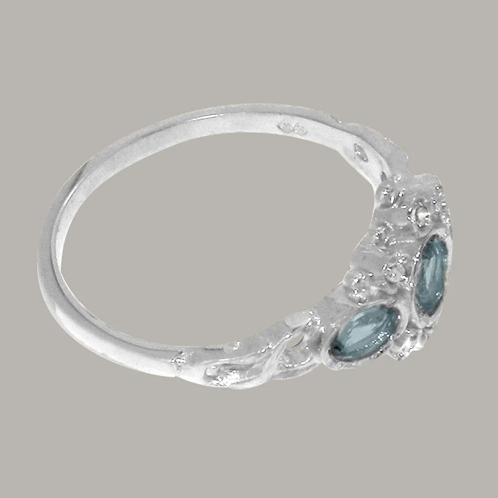 14k White Gold Aquamarine & Diamond Womens Ring E967063