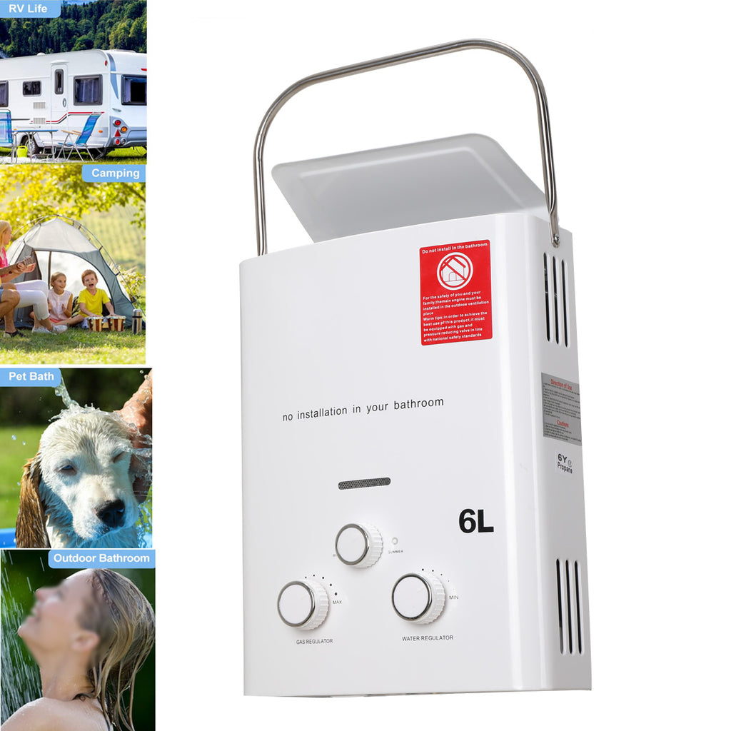6L 12KW LPG Propane Gas Tankless Water Heater with Shower Head Kit G20180