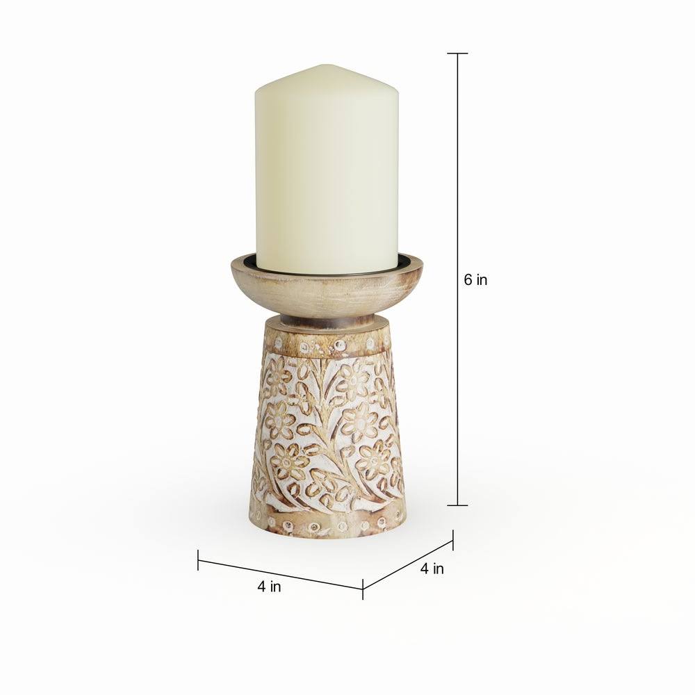 3-Piece Mango Wood and Iron Candle Holder Set C840671