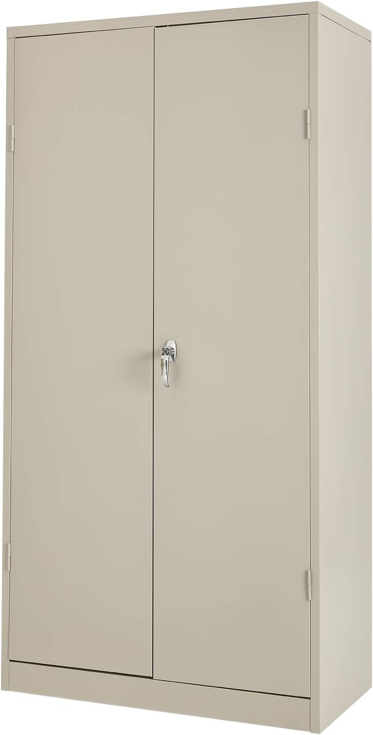 Black Metal Locking Storage Cabinet with 4 Adjustable Shelves T374174