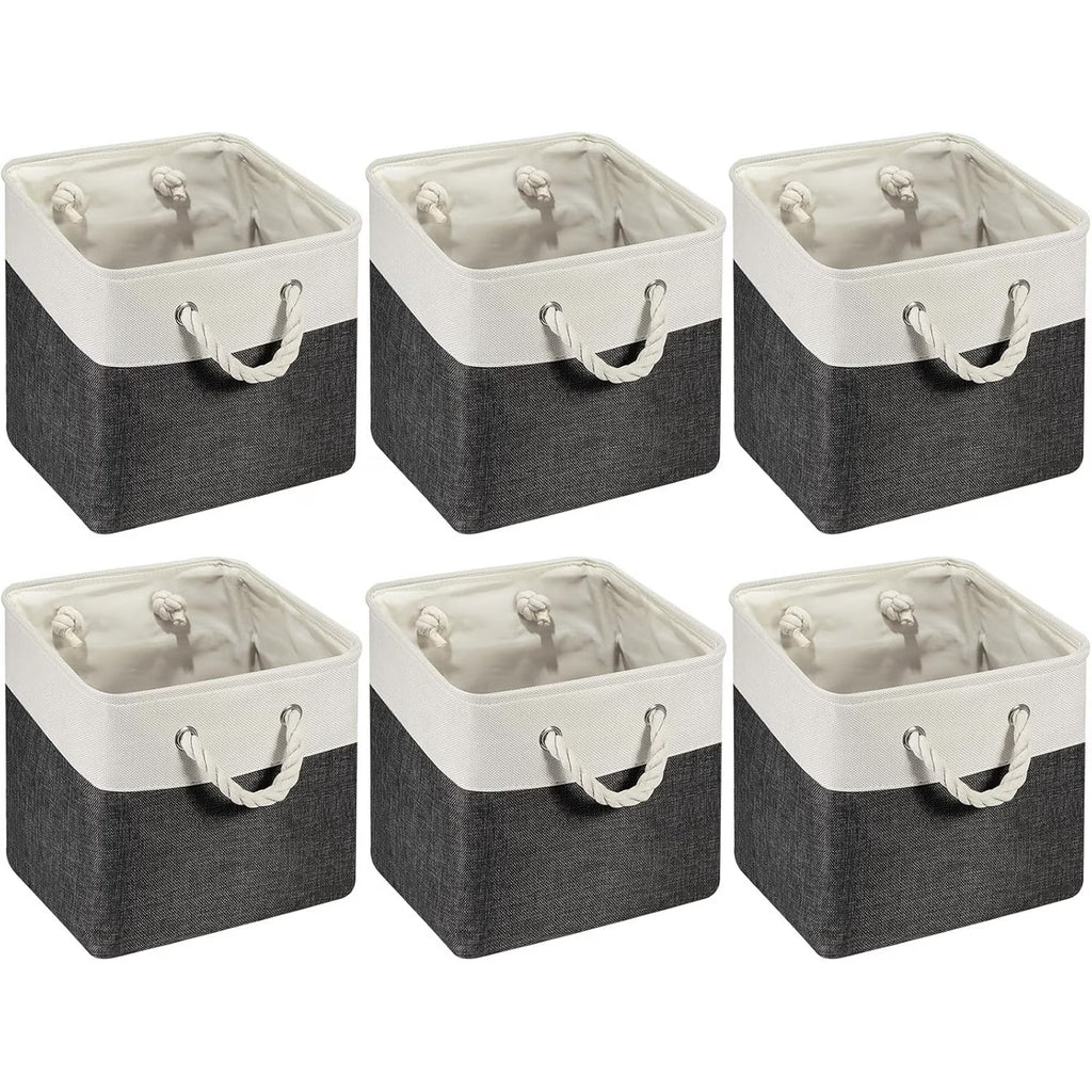 6 Pcs 11 x 11 Inch Fabric Cube Storage Bins with Handles K191930