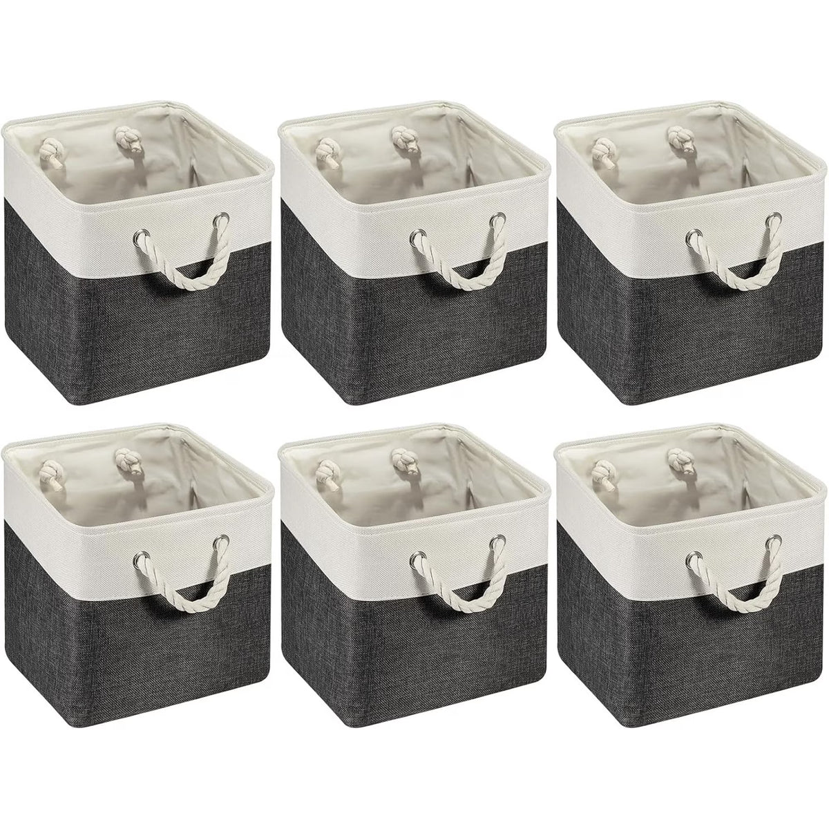 6 Pcs 11 x 11 Inch Fabric Cube Storage Bins with Handles K191930