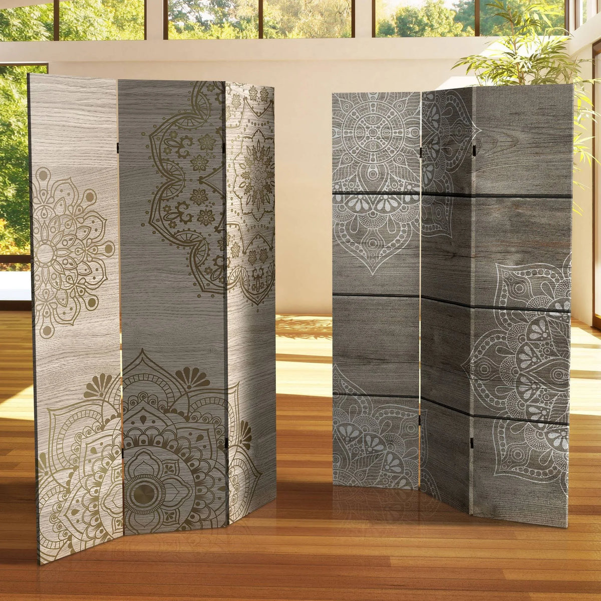 6 ft. Tall Double Sided Mandala Canvas Room Divider S42881