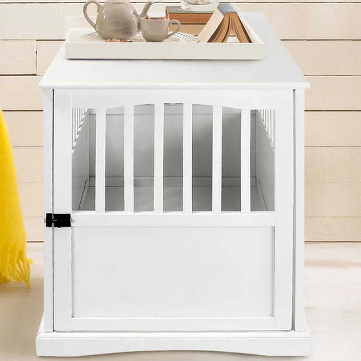 White Pet Crate End Table Y897914