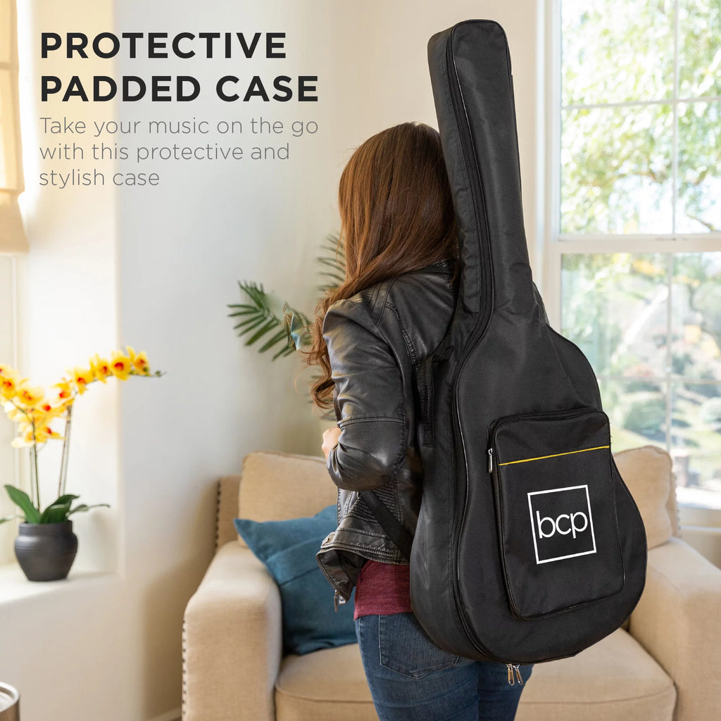 Natural Full Size Acoustic Guitar Starter Kit with Gig Bag W1131