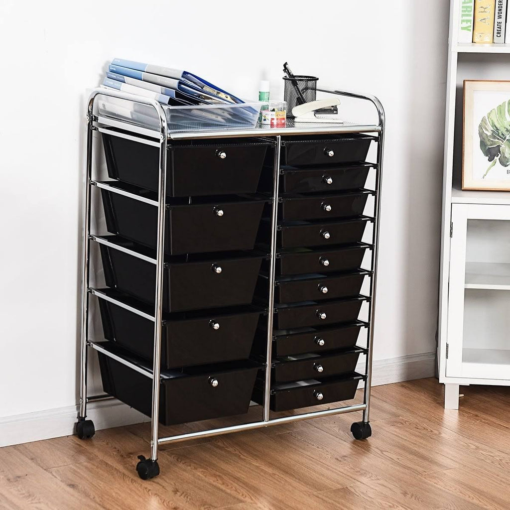 15-Drawer Utility Organizer Rolling Cart with Wheels D68624