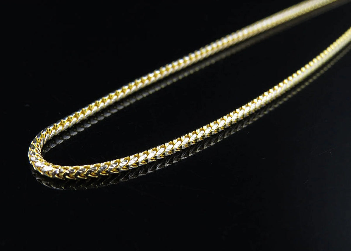 Solid 10K Yellow Gold Franco Box Link Chain Necklace U90196