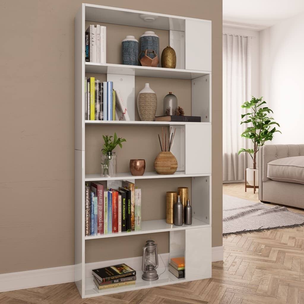 High Gloss Black Book Cabinet Room Divider Chipboard C4660