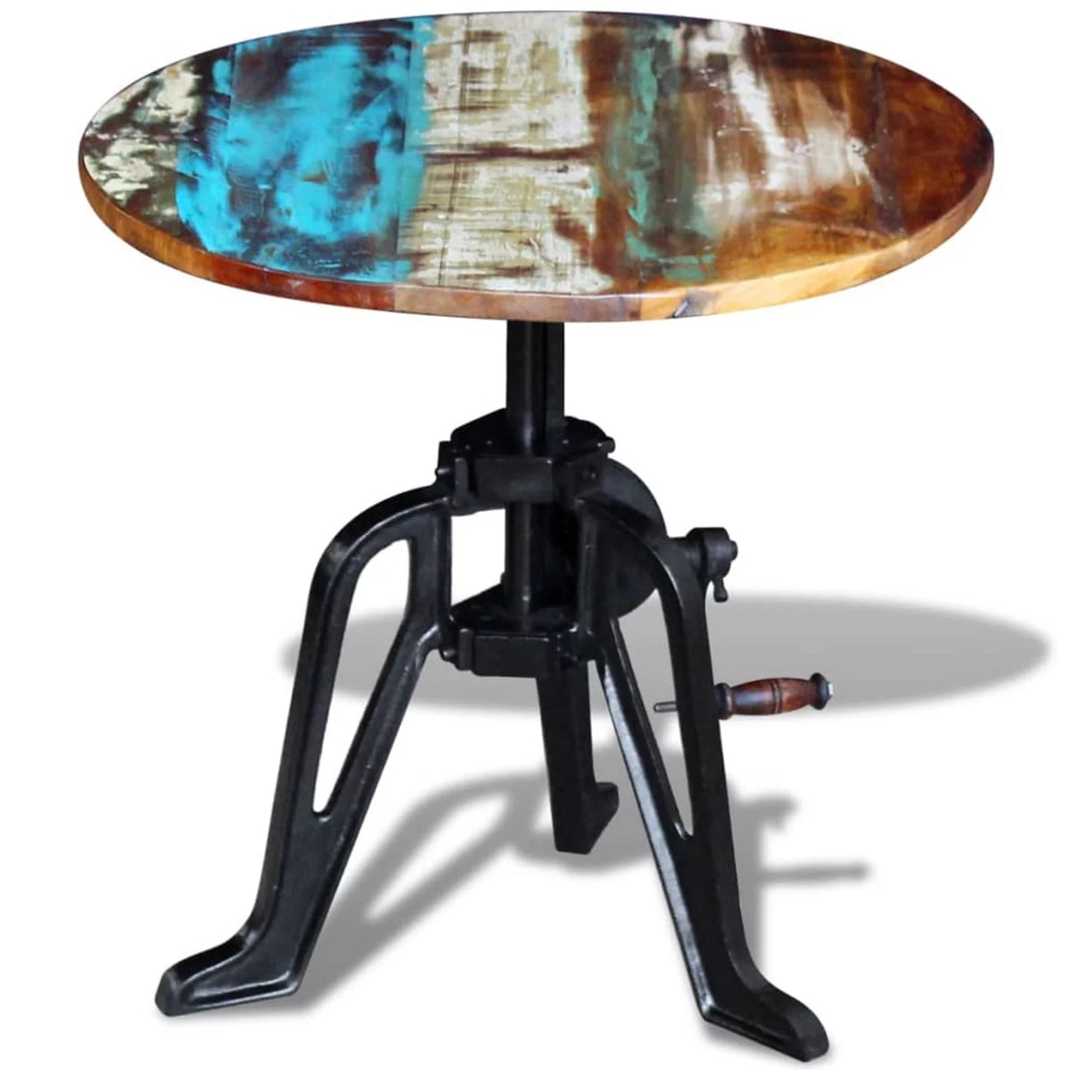 Solid Reclaimed Wood Cast Iron Side Table H18571