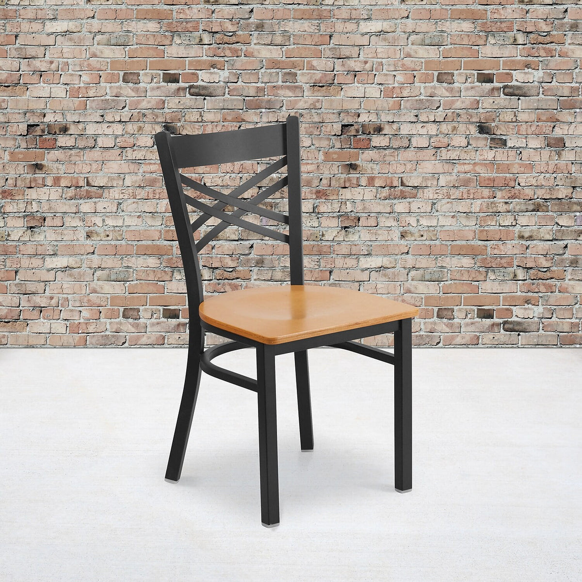 2 Pack Black Metal Restaurant Chair with Wood Seat Y3139
