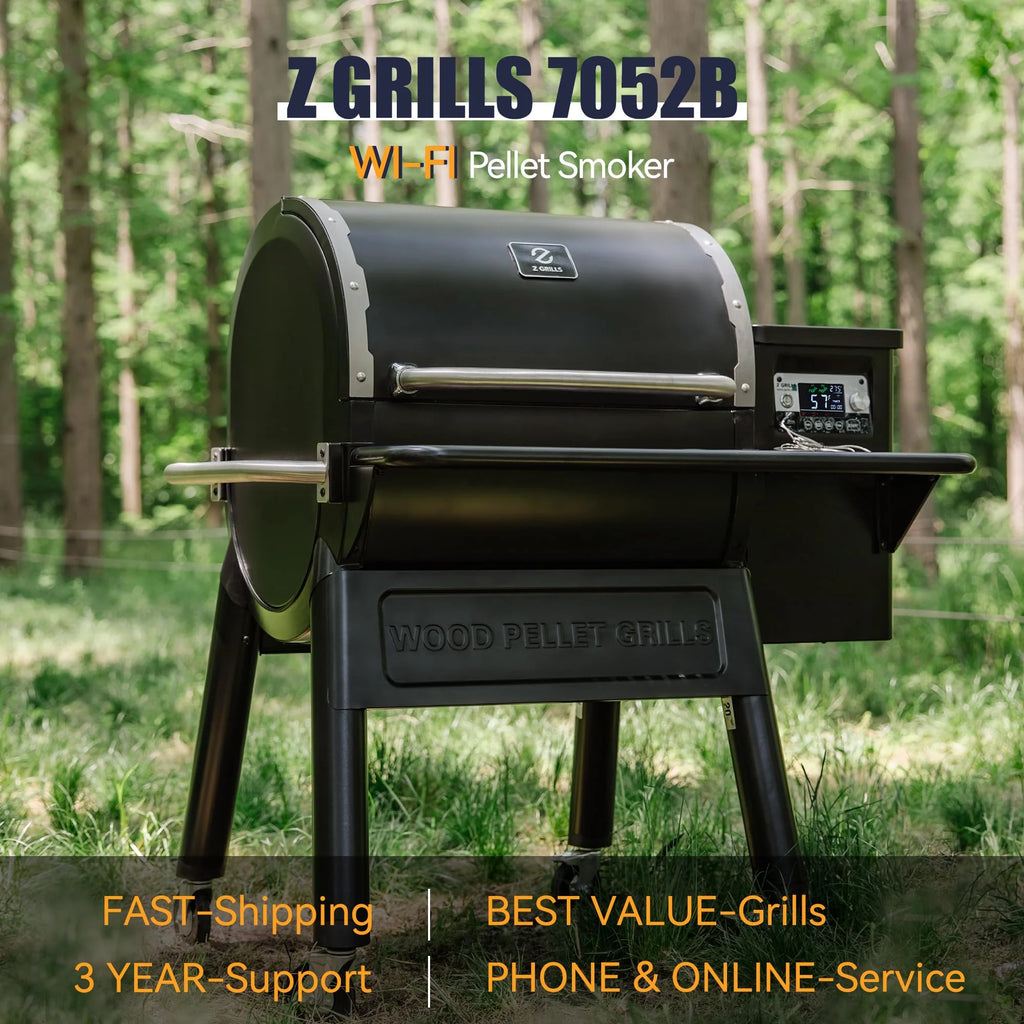 Pellet Grill & Smoker with Foldable Front Shelf, Ash Cleanout System, Rain Cover, 1056 sq.in Cooking Area B5257