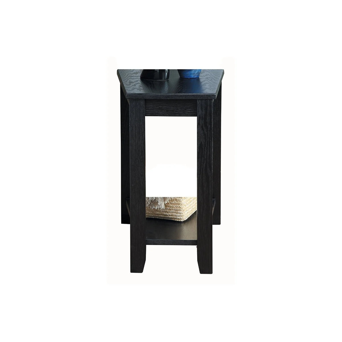 Wood Wedged Chair Side Table with Bottom Shelf O295629