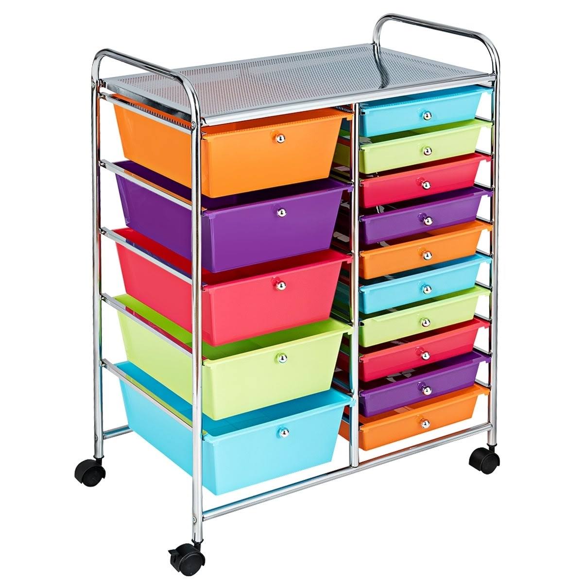 15-Drawer Utility Organizer Rolling Cart with Wheels D68624