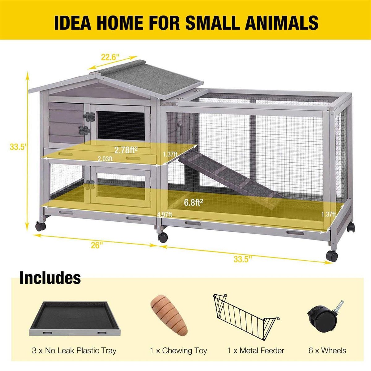 Rabbit Hutch with 3 Deep Pull Out Tray F36845