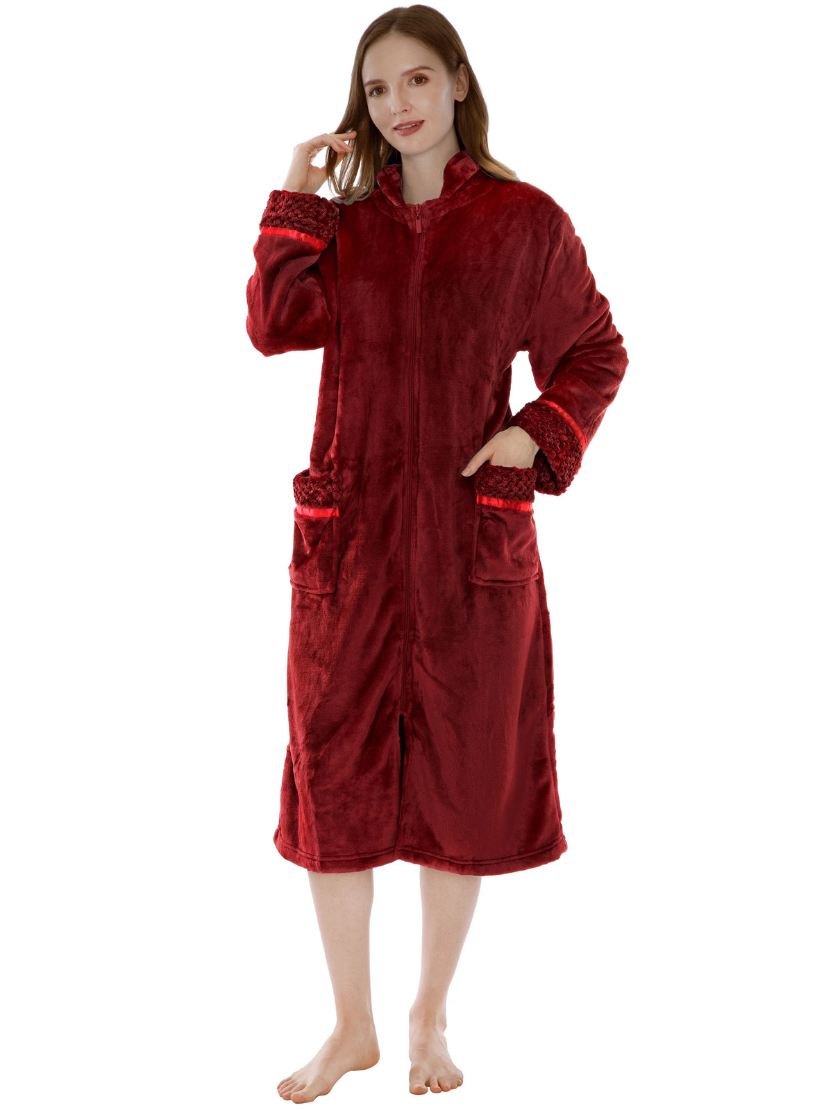 Fleece Zip Up Front Robe F5743
