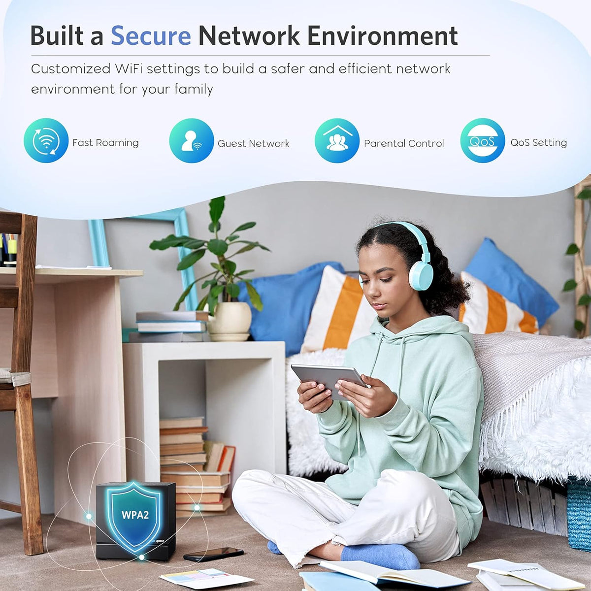 3 Pack Mesh WiFi System, 1200Mbps, Gigabit Ports W81802