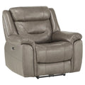 Brown Gray Italian Top Grain Leather Power Reclining Chair M119032