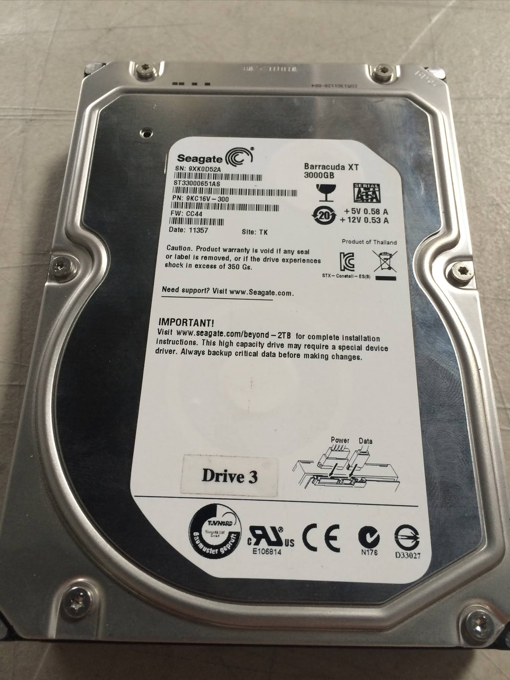 3 TB Internal HDD SATA 6Gb/s 7,200 rpm M7404