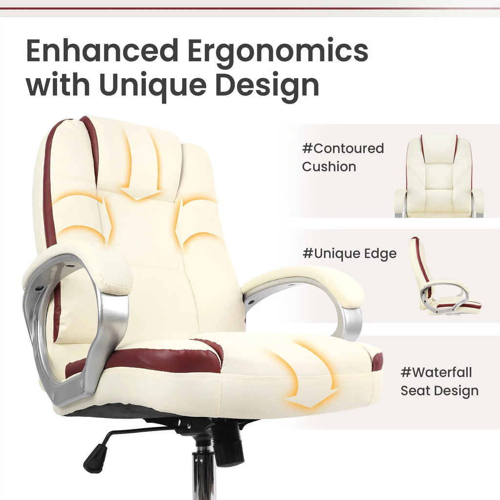 Ivory Ergonomic High Back Leather Office Chair B731