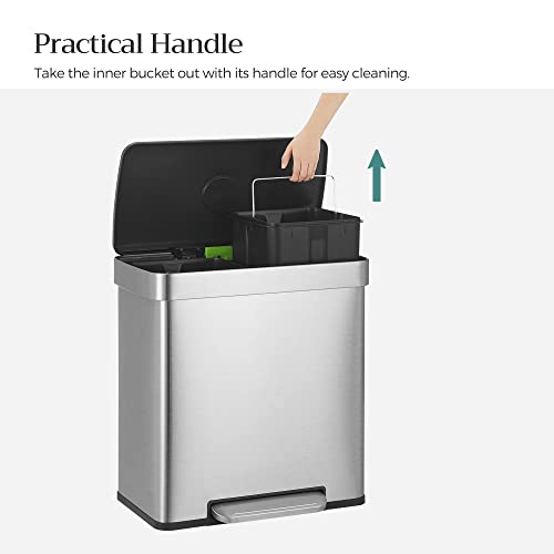16 Gallons Dual Compartment Stainless Steel Trash Can X988
