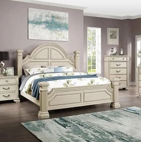 Antique White Eastern King Size Bed C5772
