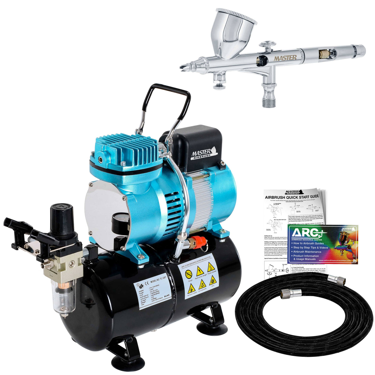 0.2 Dual-Action Gravity Airbrush Kit Tank Air Compressor P2964