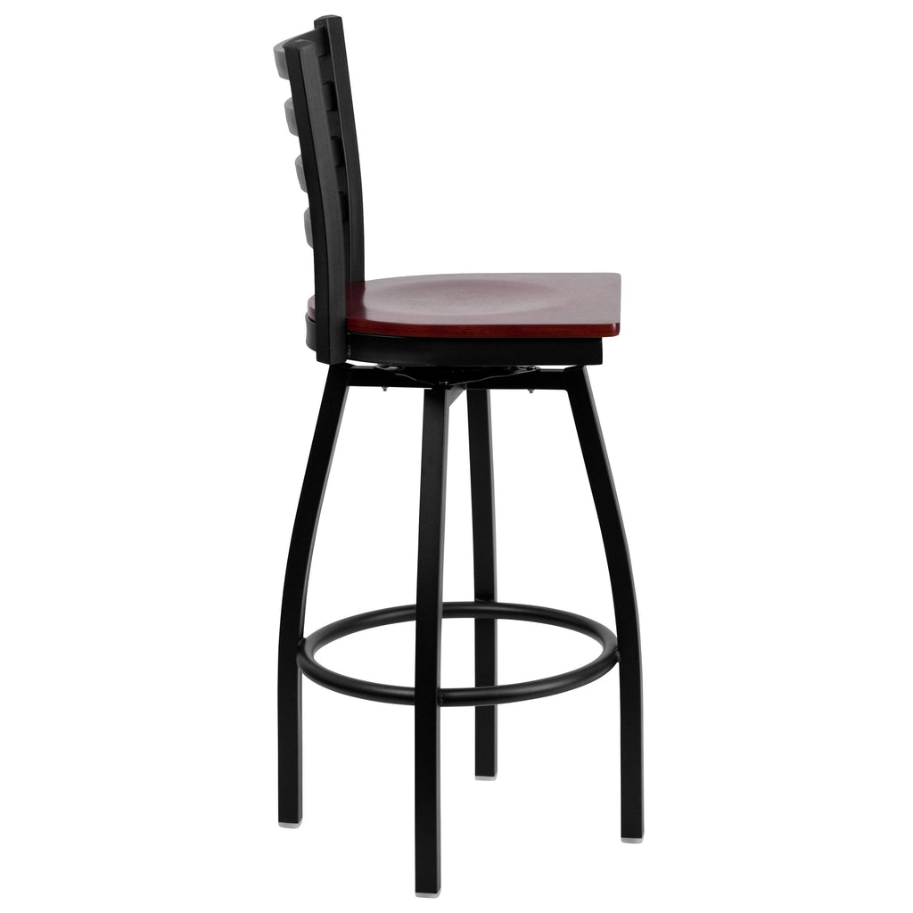 2 Pack Swivel Metal Barstool Black Vinyl Seat P771249