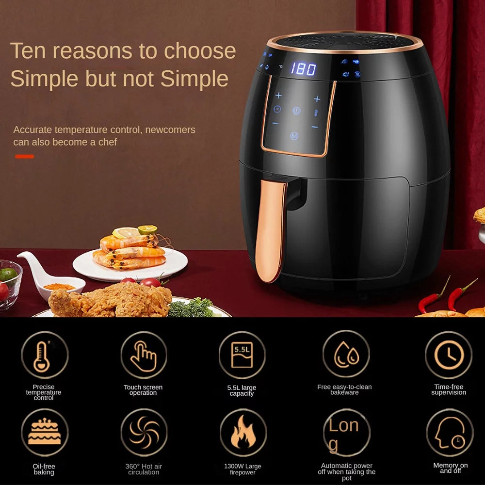5.5L 1300W Electric Air Fryer with LCD Screen L425769