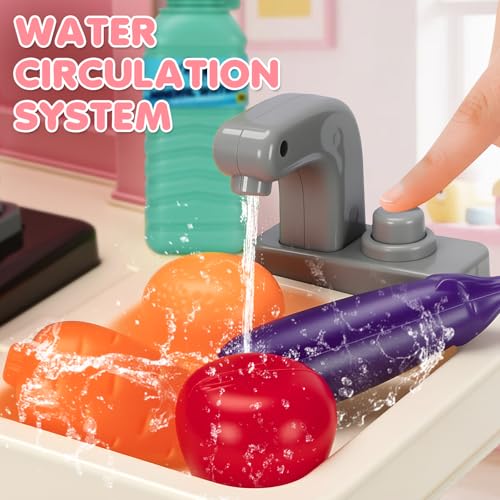 Kids Kitchen Playset with Sound & Light, Play Sink and Play Food J47062