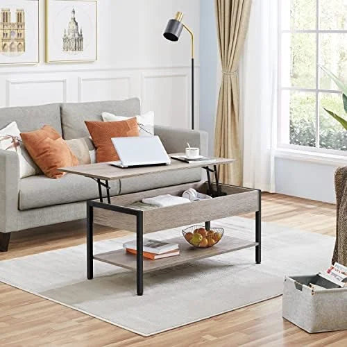 Industrial Lift Top Coffee Table 47.5x24x20 Inches Gray B61675