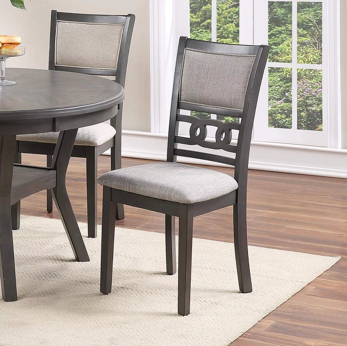 Set of 4 Grey Rubberwood Dining Chairs W8731