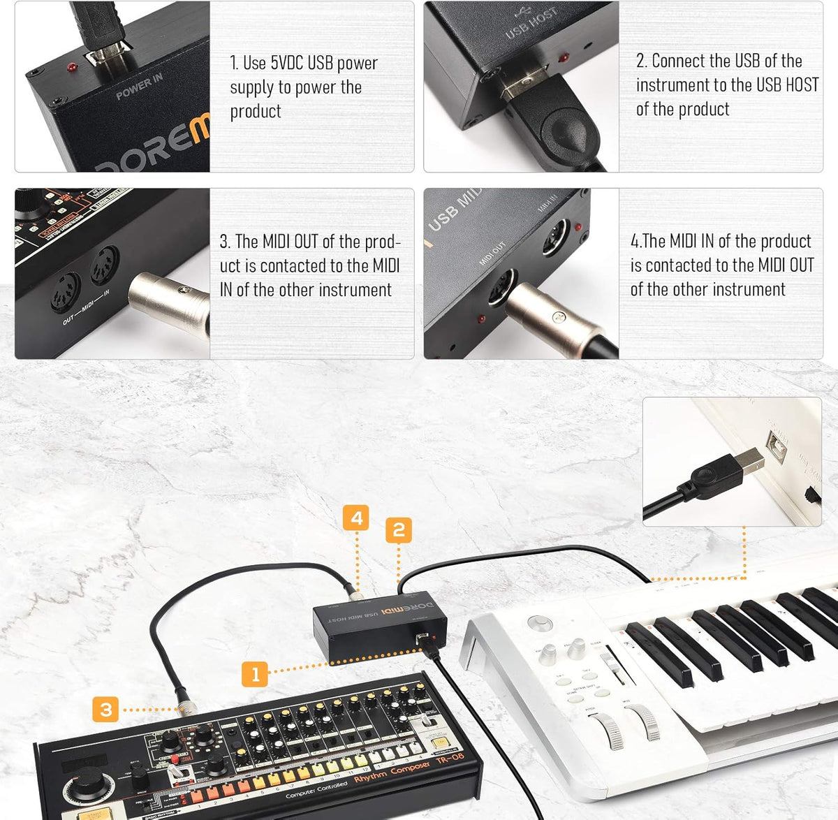 USB MIDI Host Box MIDI Converter MIDI Interface U728669
