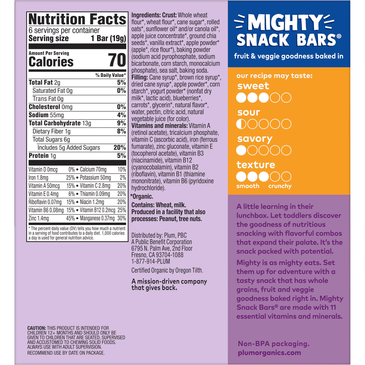 Blueberry 0.67 oz Snack Bars 6 Count 8 Pack Z566