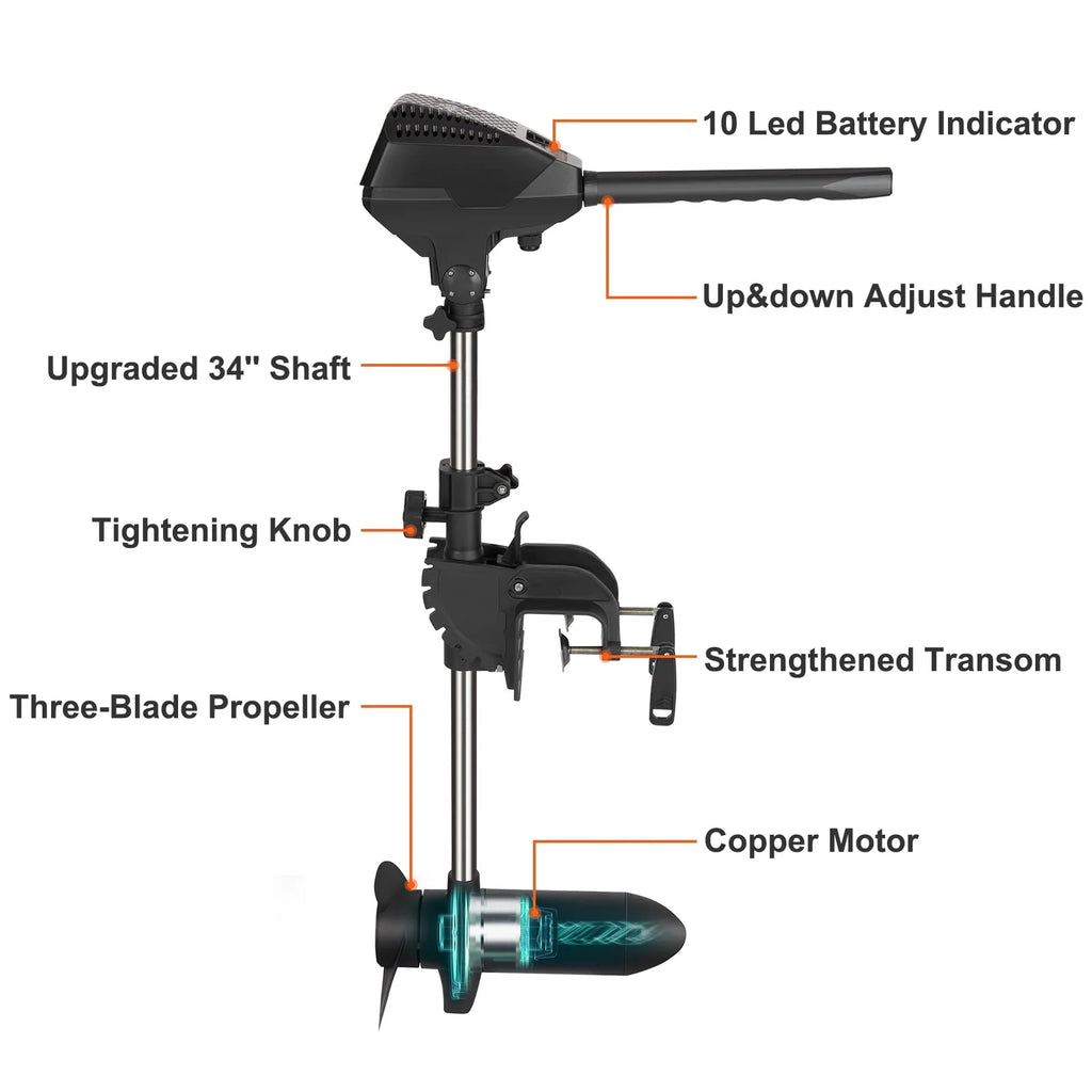 55lb Thrust 24V Electric Trolling Motor N124