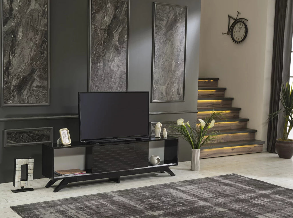 Black Mid Century Modern Tv Stand H579826