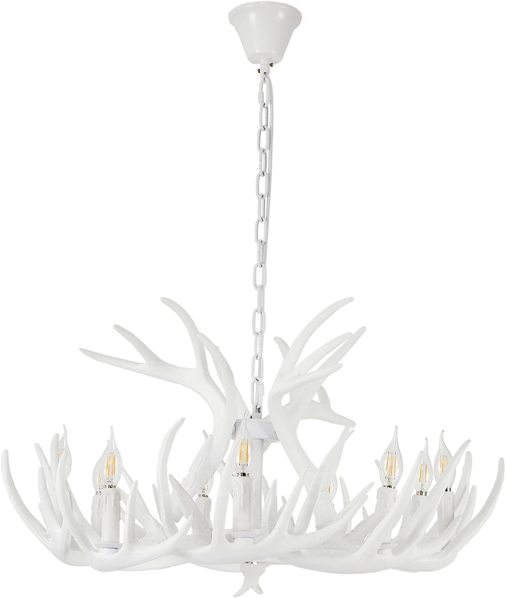 White Antler Chandelier 12 Antlers 9 Lights K6073