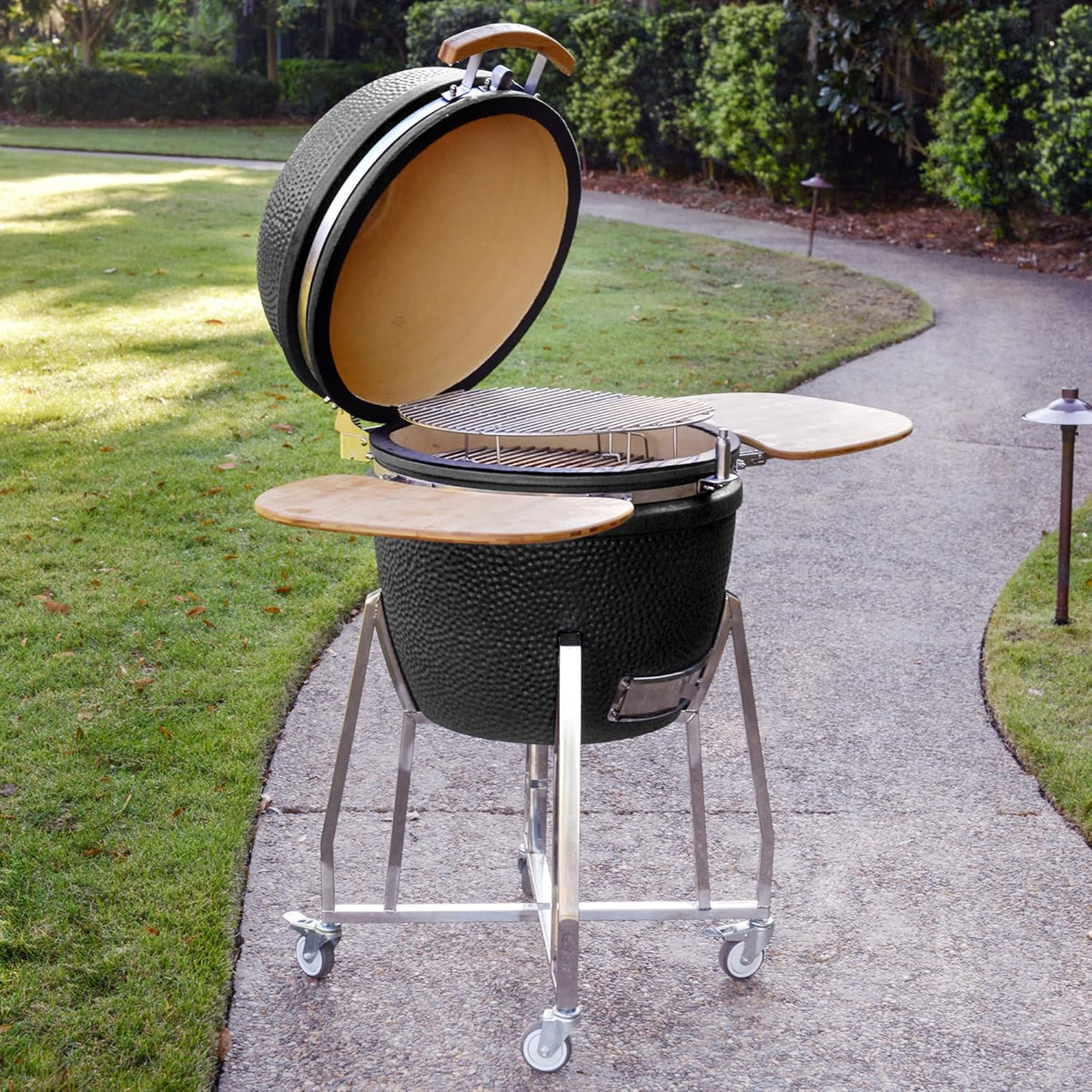 24 Kamado Ceramic Grill with Stainless Steel Cart P767