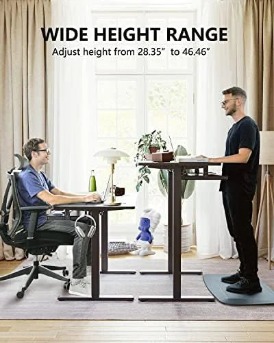 White Frame Light Rustic Brown Top Electric Standing Desk 55 x 24 Inches Height Adjustable with Keyboard Tray S211