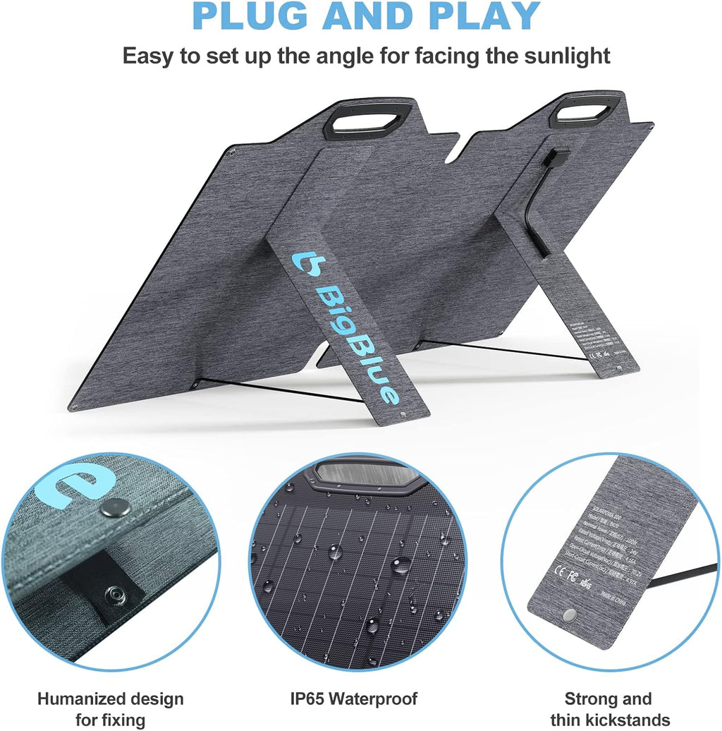 100W ETFE Portable Solar Panels with Kickstands, IP65 Waterproof M83405